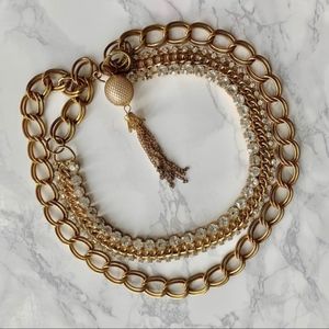 Gold chain rhinestone versatile belt or necklace